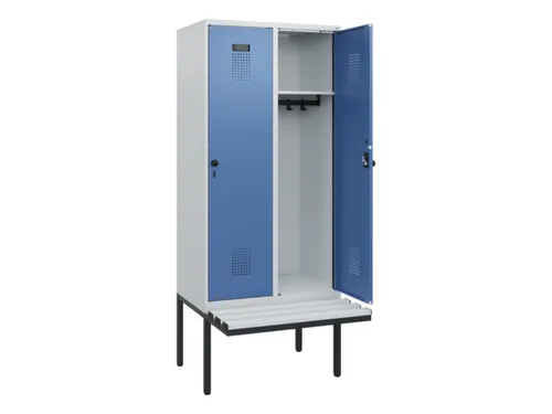 locker met bank,HxBxD 1950x800x815mm,2vak,vak B 400mm,draaigrendel