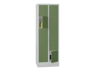 lockerkast,HxBxD 1850x600x500mm,2x5vakken,RAL7035,front RAL6011 - 2