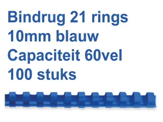 Bindrug Fellowes 10mm 21-rings A4 blauw 100stuks - 1