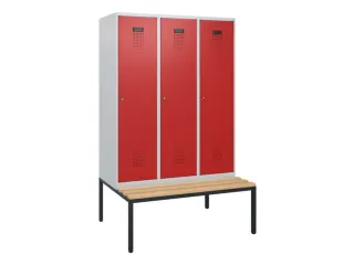 locker met bank,HxBxD 1950x1200x815mm,3vak,vak B 400mm,cilinderslot - 2
