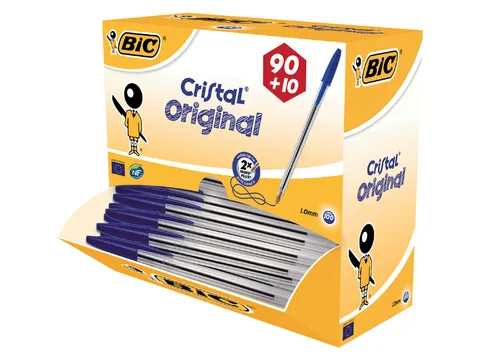 Balpen Bic Cristal medium blauw doos à 90+10 gratis