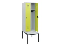 locker met bank,HxBxD 1950x600x815mm,2vak,vak B 300mm,draaigrendel