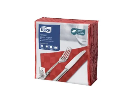 Textured Dinnerservet 38x39cm 2-laags rood 1/4 vouw doos 900 stuks