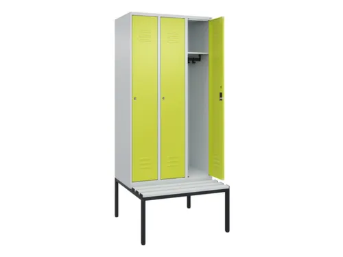 locker met bank,HxBxD 2120x900x815mm,3vak,vak B 300mm,cil.-slot