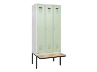 locker met bank,HxBxD 2120x900x815mm,3vak,vak B 300mm,cilinderslot - 2
