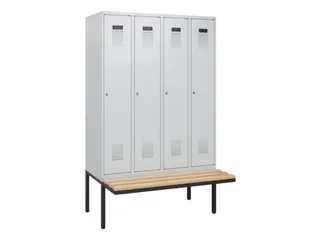 locker met bank,HxBxD 1950x1200x815mm,4vak,vak B 300mm,cilinderslot - 2