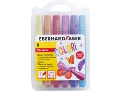 Viltstiften EFA Jumbo 2mm 6 glitter kleuren in kunststof etui