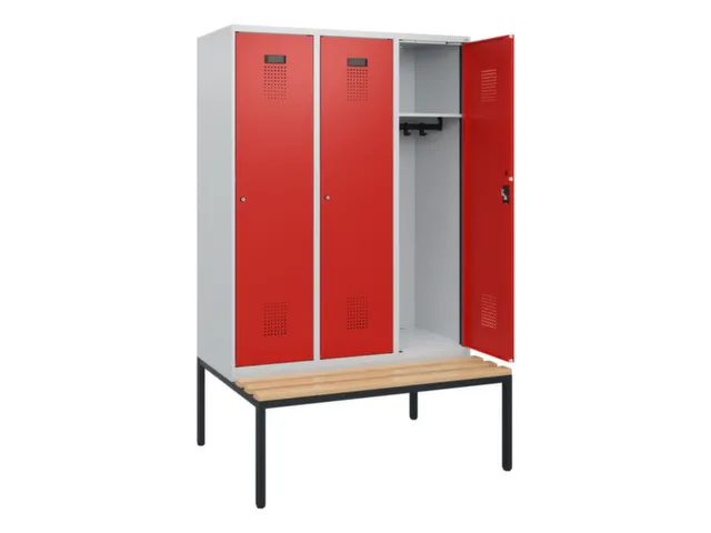 locker met bank,HxBxD 1950x1200x815mm,3vak,vak B 400mm,cilinderslot