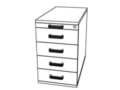 Staand Ladeblok 720/760x428x800mm 4 Laden 1 Materiaallade Romp Noten