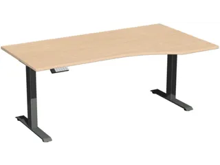 In hoogte verstelbaar bureau in vrije vorm,HxBxD 730-1230x1800x1000mm - 1