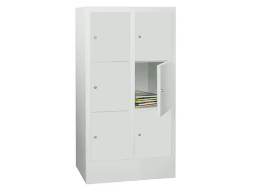 lockerkast,HxBxD 1187x600x500mm,2x3vakken,RAL7035,front RAL7035