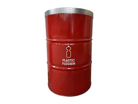 The BinBin Plastic met vlamvertragend deksel 200 Liter Rood