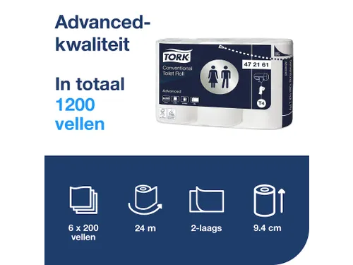 Tork 472161 T4 Traditioneel Toiletpapier Advanced 2-Laags 48 rol
