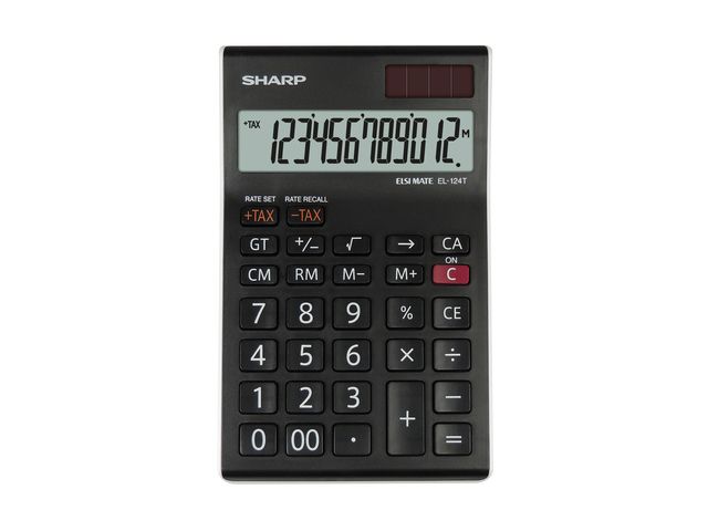 Calculator Sharp EL124TWH zwart-wit desk 12 digit | RekenmachinesWinkel.nl