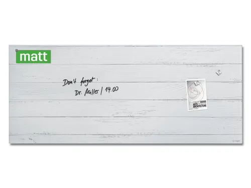 Glasmagneetbord Sigel mat WHITE WOOD 130x55cm