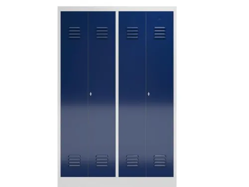 garderobekast HxBxD 1800x1185x500mm 4vak klink RAL7035 RAL5010