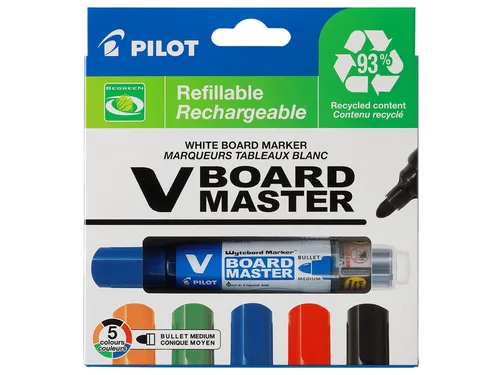 Whiteboardmarker Pilot V-Board Master Begreen Rond Medium Punt 5 stuks