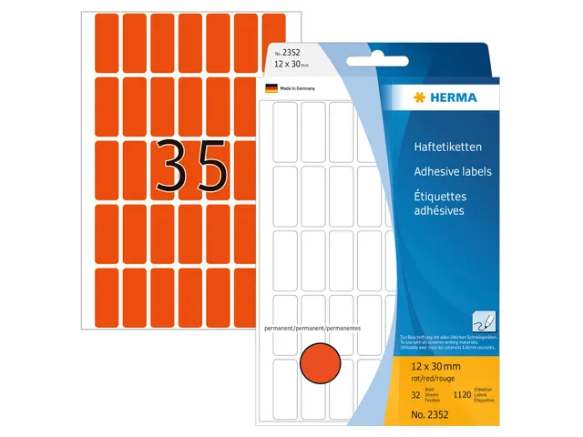 HERMA 2352 Universele etiketten 12x30mm Rood 1120 stuks