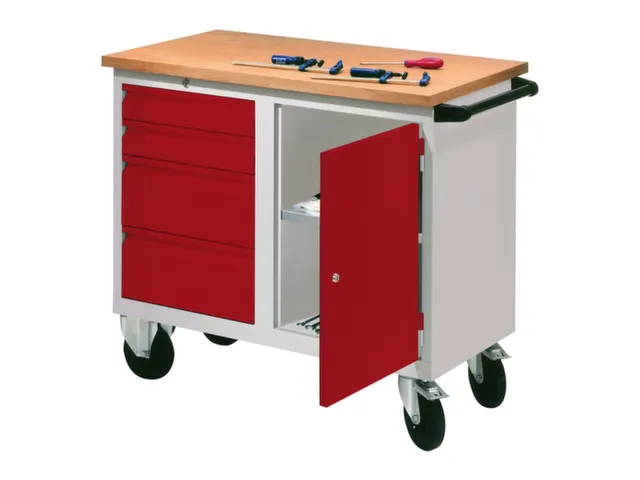 Werkplaatswagen 4 Laden 400kg Staalplaat Ral7035 Frontral 3000