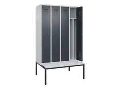 locker met bank,voor scheiding van kleding,HxBxD 2120x1200x815mm,4vak