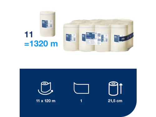Poetsrol Tork M1 120123 1-laags 21.5x120m 11 rollen wit