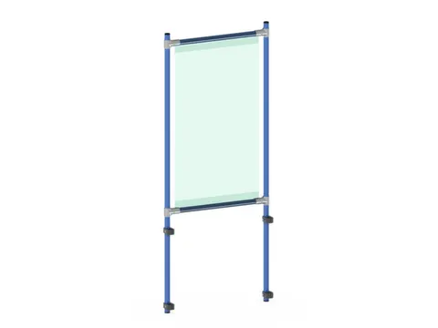 anti-speekselscherm,pvc-folie,glashelder,frame staal RAL5007