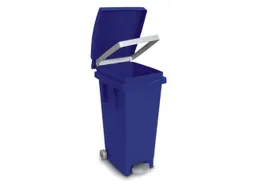 Pedaalemmers Kunststof 80 Liter 790x370x510mm Verrijdbaar Blauw