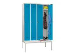 locker met bank,HxBxD 2150x1200x500mm,4vak,RAL7035,front RAL5012