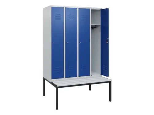 locker met bank,HxBxD 1950x1200x815mm,4vak,vak B 300mm,cil.-slot