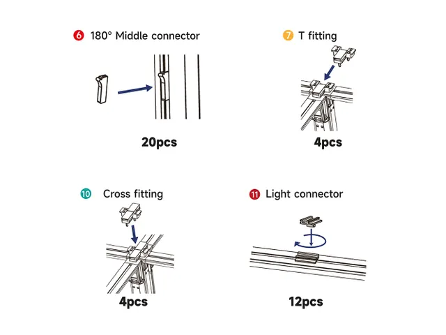 Set connecteurs FlexFrame argent 86 pièces