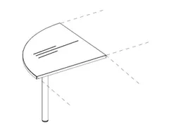 koppelelement voor bureau,90 °,HxBxD 720-840x600x600mm,MS-donkergrijs