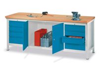 Werkbank Hxlxd 900x2000x700mm 8laden 1kast Lichtgrijs
