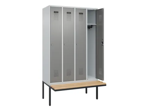 locker met bank,HxBxD 2120x1200x815mm,4vak,vak B 300mm,cilinderslot