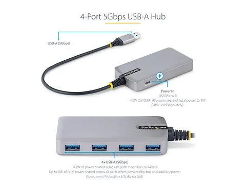 4-Port USB Hub, USB 3.0 5Gbps