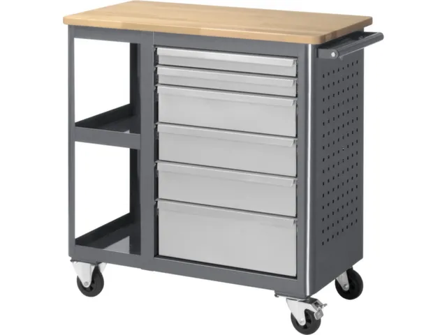 werkbank,HxBxD 950x960x450mm,beukblad,draagverm. 450kg,4-voet/4wielen