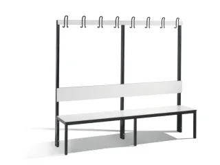 omkleedbank,HxLxD 1650x2000x407mm,HPL wit,frame staal RAL7021 - 1