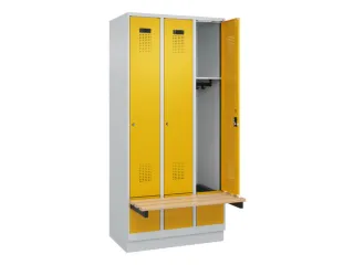 locker met bank,HxBxD 1950x900x815mm,3vak,vak B 300mm,cilinderslot - 1