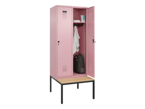 locker met bank,HxBxD 2120x800x815mm,2vak,vak B 400mm,draaigrendel