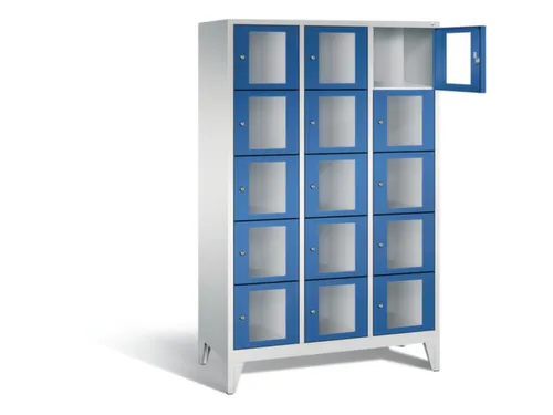 Lockerkast 1850x1200x500mm 3x5 vakken Cilinderslot Poten, RAL5010