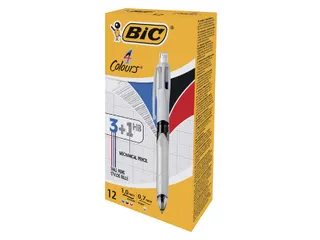 Balpen Bic 3kleuren met vulpotlood HB 0.7mm medium wit - 3