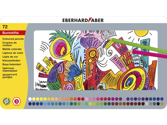 Kleurpotloden Eberhard Faber metaaletui 72 stuks | KleurpotlodenWinkel.nl