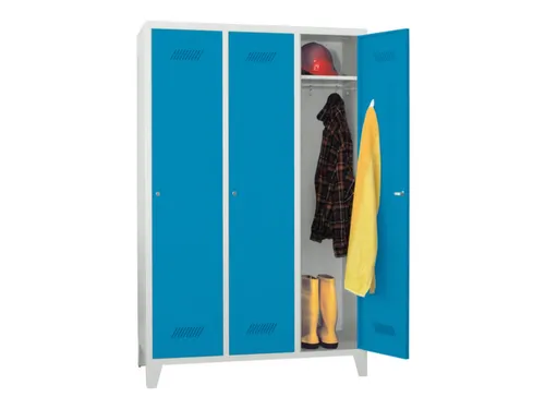 lockerkast,HxBxD 1850x1200x500mm,3vak,RAL7035,front RAL5012