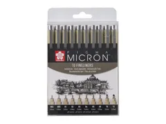 Fineliner Sakura Pigma Micron set à 10 schrijfbreedtes zwart