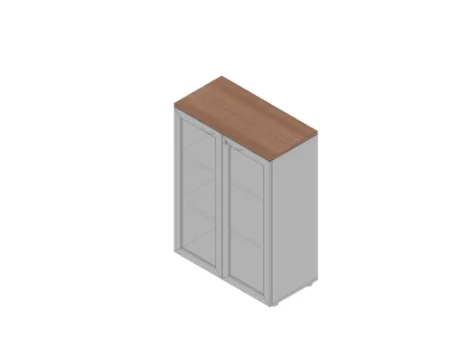 vitrinekast HxBxD 1232x900x450mm 2xhouten vloer 3 OH aluminium noten