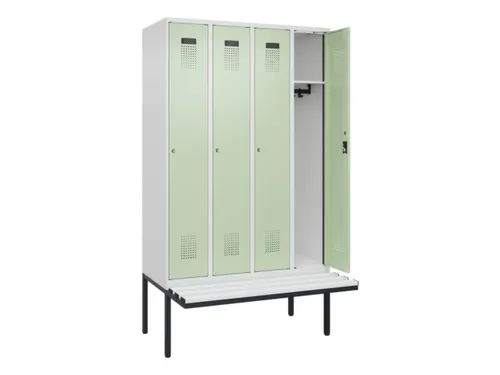 locker met bank,HxBxD 2120x1200x815mm,4vak,vak B 300mm,cilinderslot