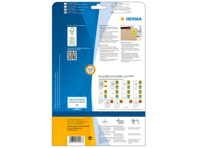 HERMA 4496 Verwijderbare etiketten A4 199,6x143,5mm Geel 40 stuks
