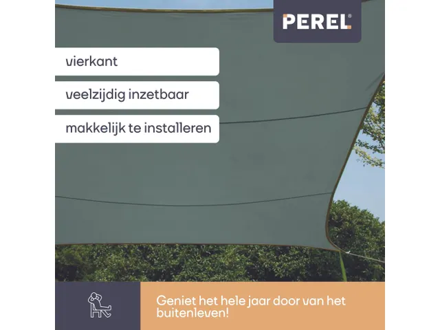Zonnezeil Vierkant 3.6x3.6m Groengrijs