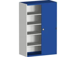 schuifdeurkast HxBxD 2000x1300x650mm Stalen romp Ral7035 front Ral5010