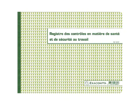 Piqûre 24x32cm - Registre des contrôles de santé et de sécurité a