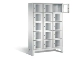 Lockerkast 1850x1200x500mm 3x5 vakken Cilinderslot Poten, RAL7035